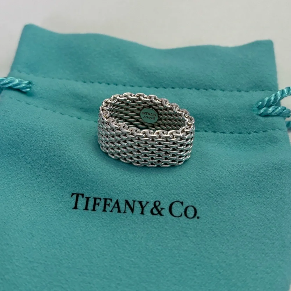 Tiffany & Co. Mesh Somerset Band Ring Size 5, Sterling Silver - Picture 3 of 4